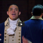 The stage of the Broadway musical Hamilton during a performance.