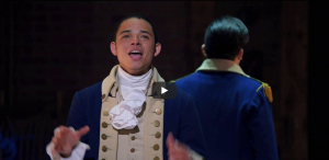 The stage of the Broadway musical Hamilton during a performance.